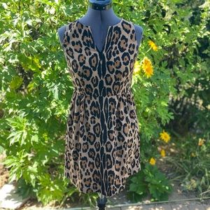 Size 0P Loft Cheetah print dress, knew length
